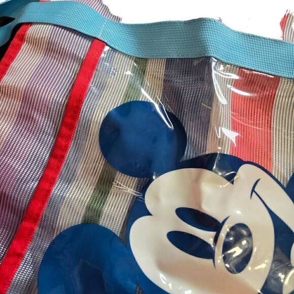Mickey Mouse Striped Mesh Tote Disney Store Large Beach - Picture 5 of 8